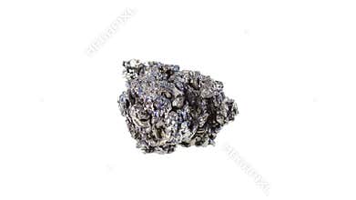 Polished mineral stone Covellite rotates in a circle on a white background