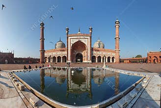 Indian landmark - Jama Masjid mosque in Delhi. Panorama