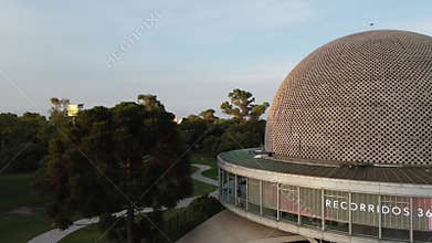 Panoramic view of the dome of the Palermo planetarium and forests