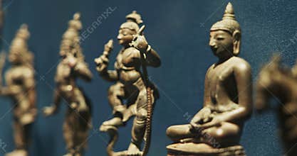 Old Ancient Bronze Figurines Of Indian Deities And Avatars. 10-19th Century Ce. Rama Avatara, Krishna Avatara, Buddha
