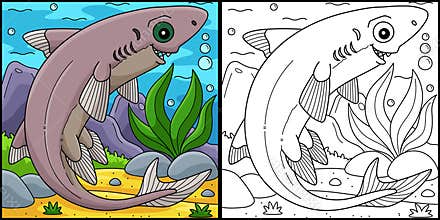 Dwarf Lantern Shark Coloring Page Illustration