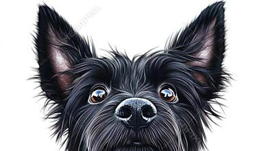 Isolated on transparent background, a close-up of a Scottish terrier dog& x27;s face