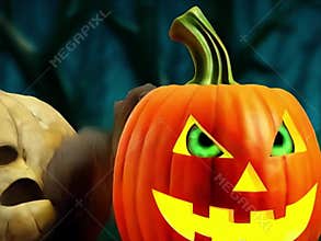 Halloween collage featuring illustrations of pumpkins