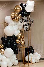 Elegant Balloon Arch for a 30th Birthday Celebration