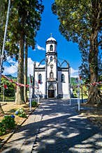 A view towards the Church of Saint Nicholas in the Seven Cities region on the island of San Miguel in the Azores