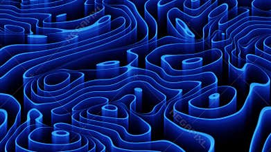 Abstract animation of morphing liquid shapes with soft blue glow effect on a black background