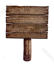 Old wooden sign board or post