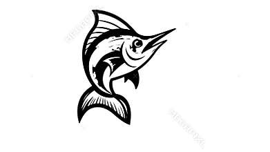 Animation forms a sketch of a marline fish icon