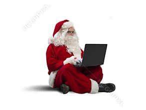Santa Claus with laptop
