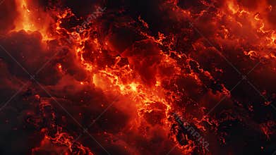 A close-up view of burning logs and embers in a fireplace, showcasing the intense heat and light of the flames, The crackle and