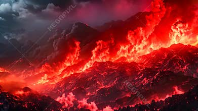 A fiery dragon soars through a fiery inferno, its wings ablaze, The crackle and roar of the inferno consuming everything in its
