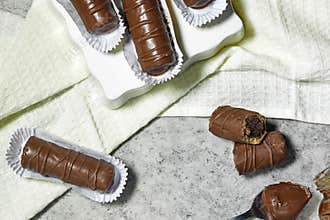 traditional homemade Algerian cookies named chocolate cigar for holiday muslim like Eid al Fitr and ramadan