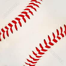 Baseball with red stitches.