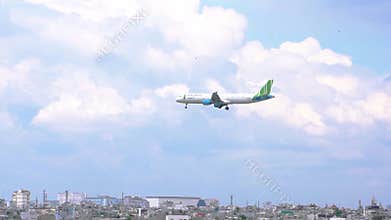 Passenger airplane number VN-A585 Airbus A321 of Bamboo Airways flying prepare landing