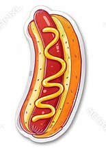 Nerdy hotdog sticker, isolated on a white background