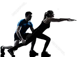 Aerobics intstructor with mature woman exercising