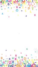 Flying latin letters. Colorful childish