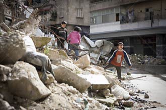 Destroyed building Aleppo.