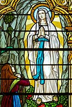 Stained glass (19th century) of Apparition of the Virgin Mary, Our Lady of Lourdes