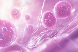 Minimalistic illustration of exosomes in a cellular environment for scientific design