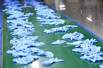 Acrylonitrile butadiene gloves production line in a factory