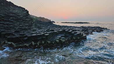 Timelapse of Dawn on Giant\'s Causeway in Phu Yen, Vietnam