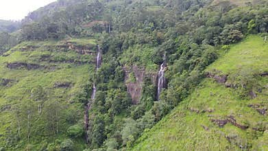 Waterfall in deep forest near Nuwara Eliya in Sri Lanka