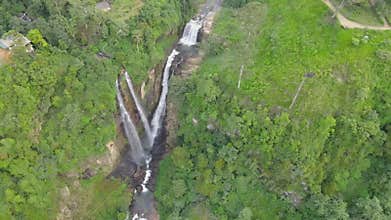 Waterfall in deep forest near Nuwara Eliya in Sri Lanka