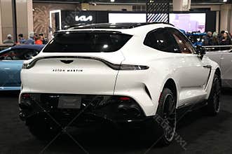 Philadelphia, Pennsylvania, U.S - January 14, 2024 - The rear view of the white color of 2023 Aston Martin DBX 707
