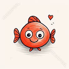 Adorable Cartoon Orange Fish With Heart Shaped Eyes