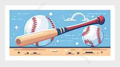 A baseball bat is shown with three baseballs on the ground in front of it