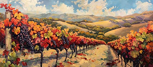 Vibrant Autumn Vineyard