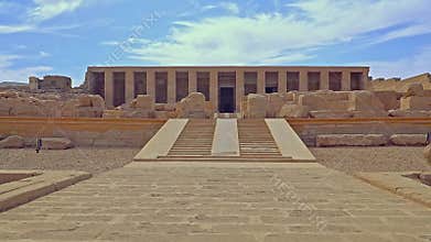 Abydos, Egypt - January 2020: Temple of Seti I in Abydos. Abydos is notable for the memorial temple of Seti I, which