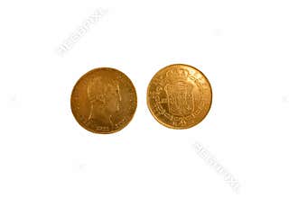 coin, gold, metal, means of payment, finance, round, spain, vint