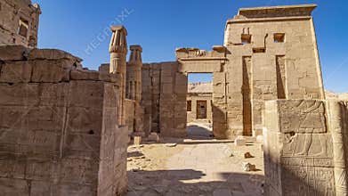 Temple of Medinet Habu. Egypt, Luxor. The Mortuary Temple of Ramesses III at Medinet Habu is an important New Kingdom
