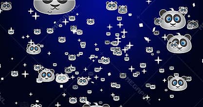 Panda with a colorful star animated background. Panda on a colored background.