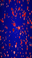 Valentine\'s Day or marriage red hearts background. Red hearts on blue-colored backgrounds.