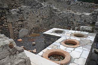 Counter in Thermopolium, Roman Pompeii, Italy