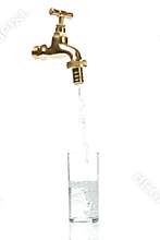 Flowing water out of tap