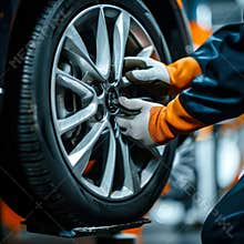 Tire service. Replacing a car wheel