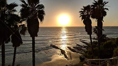 California Sunset Silhouettes from Swamis Beach.