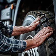 Tire service. Replacing a truck wheel