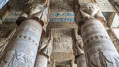 Dendera temple or Temple of Hathor. Egypt. Dendera, Denderah, is a small town in Egypt. Dendera Temple complex, one of