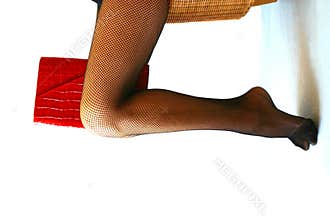 legs in fishnet stockings