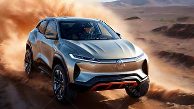 Rugged SUV in Desert Action