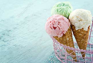 Three ice cream cones