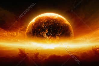 Burning and exploding planet Earth