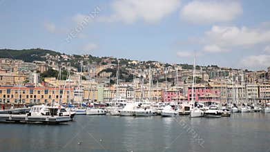 Boats moored at Marina Porto Antico in Genoa,