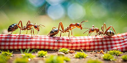 Ants having a picnic close up view AI-Generated Content