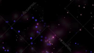 Abstract colorful particles with changing background. 3D. 4K. Isolated black background.